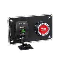 Panneau de commande de démarrage du moteur du véhicule avec bouton-poussoir, chargeur USB double, voltmètre numérique, interrupteur de démarrage pour voiture, yacht, camion