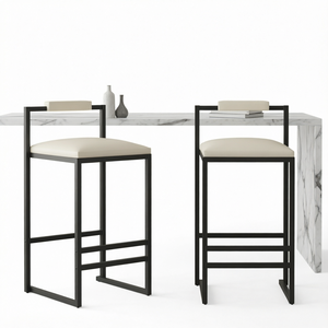 Juego de 2 Taburetes de Bar de Piel Sintética, Sillas Tapizadas con Estructura Metálica, Muebles Modernos para Barra de Cocina, Isla de Cocina, Bar en Casa - Product Image 1