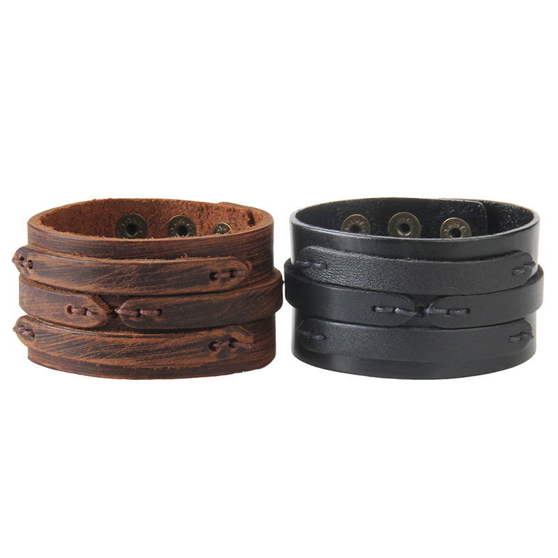 Lederarmbänder Männer BRACCIALE In PELLE / CUOIO UOMO POLSINO REGOLABILE NERO/MARRONE Verstellbares Armband Herren