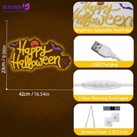 Panneau néon LED Joyeux Halloween, Cadeau lumineux LED citrouille et chauve-souris, Décoration néon alimentée par USB pour fête à domicile
