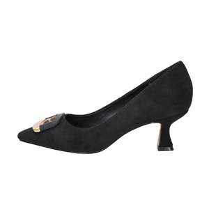 Gold & Gold Donna Decollete' GP880 Nero <b>Pumps</b> <b>Black</b> Suede Pointed Toe Low Heel Women's Shoes - Product Image 1