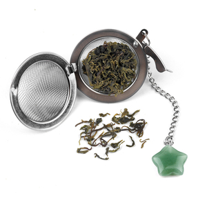<span class=keywords><strong>Filtro</strong></span> de té de acero inoxidable <span class=keywords><strong>con</strong></span> <span class=keywords><strong>cristal</strong></span> estrella energía piedra colador de té malla extender cadena Bola de té infusor - Product Image 5