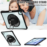 IPad hava için 13 inç M2 2024 plastik ve TPU açılır kılıf omuz askısı ile 360 döndür standı