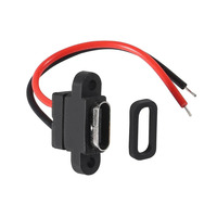 Connecteur USB Type-C femelle étanche 2P à souder, câble d'extension USB-C Pigtail, câble d'alimentation, prise USB-C