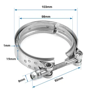 Heavy duty bolt v - band tube clamp clips stainless steel metal strong exhaust pipe hydraulic hose clamp