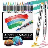 Marqueur acrylique liquide direct à pointe souple colorée pour verre, stylo de graffiti DIY, ensemble de pinceaux spécial étudiant
