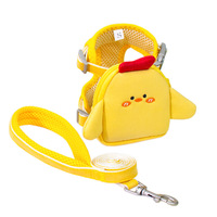 Harnais confortable pour animaux de compagnie avec sac à dos détachable et fermeture à boucle et fermeture éclair, motif poussin de dessin animé mignon, pour petits chats