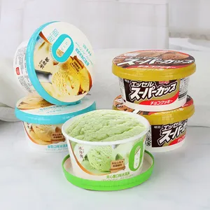 Logotipo personalizado descartável do sundae, tigela de papel do gelado do icecream copos