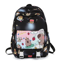 Tas ransel kasual berkapasitas besar gaya ins untuk siswa SMP, tas ransel lucu bermotif untuk siswa SD