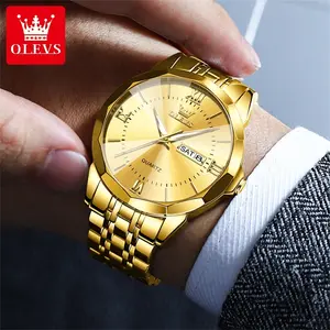 OLEVS 9989 oem montre personnalisée avec logo et calendrier montre à quartz pour homme en acier inoxydable étanche lumineuse classique cadeau d'affaires
