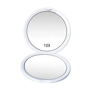 Petit miroir de forme ronde portable (un côté plat, un côté 10X)