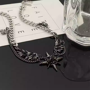 قلادة هيسيرا بانك هيب هوب من السبائك، تصميم فريد وشخصي، سلسلة على شكل جناح لهودي، قلادة عظم الترقوة للنساء - Product Image 5