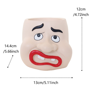 <span class=keywords><strong>Pot</strong></span> de fleurs fantaisie à visage d'expression de dessin animé, <span class=keywords><strong>pot</strong></span> à succulentes unique <span class=keywords><strong>en</strong></span> résine <span class=keywords><strong>en</strong></span> forme de tête, <span class=keywords><strong>pot</strong></span> décoratif ludique pour la maison, le jardin et le bureau - Product Image 2
