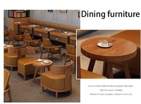 Nouvelle Tendance : Ensemble Table et Chaises de Café, Banquettes de Restaurant Commerciales en Métal avec Tables en Bois Massif et Revêtement en Cuir PU Moderne