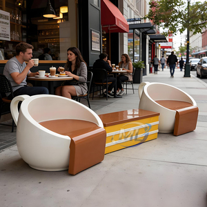 Juego de Mesa y Sillas de Fibra de Vidrio para Exteriores, Moderno, Duradero y de Lujo, para Cafetería, Centro Comercial - Product Image 3
