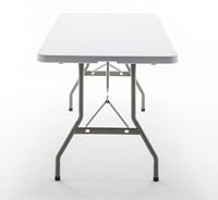 Table pliante en plastique durable, pliable en deux, 6 pieds (72"x29.5"), robuste, avec poignée portable, structure métallique, pour intérieur/extérieur, pique-nique, camping