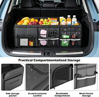 Organisateur de coffre pliable à 4 compartiments pour SUV/Pick-up/berlines - Accessoire de voiture robuste et réglable