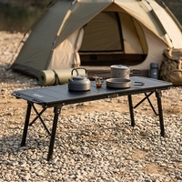 Table de camping pliable moderne et réglable en alliage d'aluminium, rectangulaire, pour pique-nique, barbecue et activités tactiques en extérieur