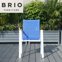 Chaise de salle à manger d'extérieur empilable moderne de luxe en gros, fauteuil en tissu sling et aluminium, vente chaude en usine, sièges de patio