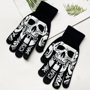 Guantes de garra de calavera que brillan en la oscuridad de Jacquard americano europeo para uso diario deportivo para guantes brillantes transfronterizos de Amazon para - Product Image 4