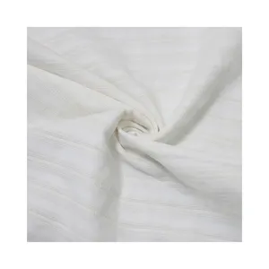 经典设计机织100% 棉纯白色条纹图案服装防静电纱笼面料