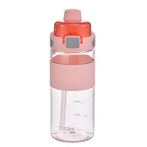 Toptan 700ml 1000ml BPA ücretsiz plastik spor su şişesi ile Chug kapak ve saman ile silikon kol açık su şişesi