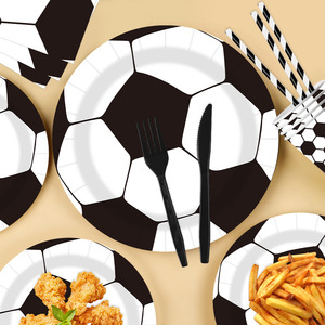 Assiettes et serviettes personnalisées sur le <span class=keywords><strong>thème</strong></span> du football, fournitures de table jetables pour fêtes sportives, décorations pour anniversaires sur le <span class=keywords><strong>thème</strong></span> du football - Product Image 6