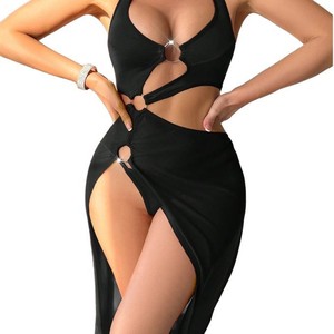 Lingerie sexy noire à fente haute et découpes pour femme, idéale pour la nuit de noces, cadeau de lune de miel pour elle - Product Image 5