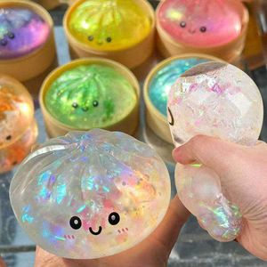 Grande Squishy a Forma di Panino al Vapore con Faccia Glitterata, <span class=keywords><strong>Giocattolo</strong></span> Antistress a Rapido Ritorno - Product Image 1
