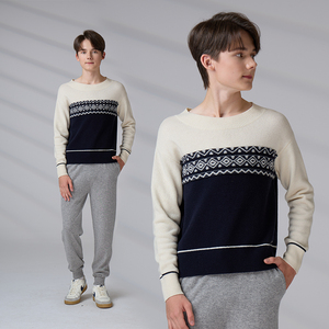 Suéter Personalizado ODM, Jacquard Fair Isle, Cuello Redondo, Ropa de Punto de Invierno para Hombres y Adolescentes - Product Image 1
