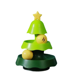 Carrousel pour chat en forme <span class=keywords><strong>de</strong></span> sapin <span class=keywords><strong>de</strong></span> Noël, circuit d'entraînement multifonctionnel avec balle lumineuse, jouet d'exercice avec clochette sonore, en matériau PP, design mignon - Product Image 4