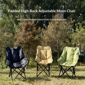 Sedia a <span class=keywords><strong>Luna</strong></span> in Acciaio ad Alto Tenore <span class=keywords><strong>di</strong></span> Carbonio con Imbottitura in Cotone - Regolabile e Pieghevole per Campeggio e Giardino con Schienale Alto - Product Image 1