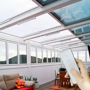 High Quality Wholesale Aluminum Frame Two-Way Open Roof Sliding Glass Roof Curved Entrance Double Glass Roof