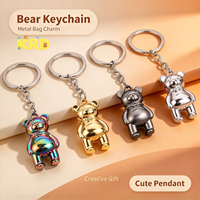 Porte-clés en métal Ours Violent Mignon, Pendentif Figurine Ours en Peluche Créatif et Personnalisé, pour Hommes et Femmes, Anneau de Clés de Voiture, Breloque de Sac Tendance, Cadeau