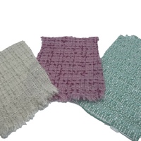 Fournisseur de tissus en gros, tissu jacquard en laine et polyester vert clair, tissu tweed tissé avec des paillettes pour vêtements 22102
