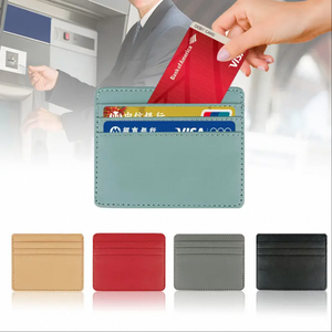 Precio de fábrica PU titular de las tarjetas de crédito 4 ranuras Color sólido Delgado PU titular de la tarjeta puede embalaje con logotipo personalizado - Product Image 3
