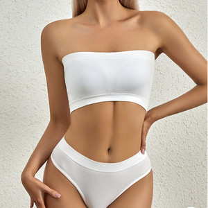 Summer Women's Sexy Strapless Lace <strong>Bra</strong> Panties Set Casual <strong>Candy</strong> Color Lingerie Includes Wrapped Chest Bag-Packed Panties <strong>Bra</strong> - Product Image 6