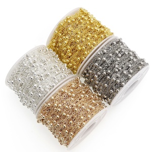 Venta al por mayor cadenas de bolas de metal dorado de 4mm hechas a mano para DIY accesorio de ropa collar pulsera fabricación de joyas - Product Image 2