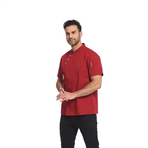 Uniforme de <span class=keywords><strong>Chef</strong></span> Design veste de Restaurant manteau de travail de <span class=keywords><strong>Chef</strong></span> vêtements de serveur vêtements de travail unisexe classique à manches courtes Logo personnalisé - Product Image 1