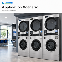 Mesin Cuci dan Pengering Tumpuk Komersial 12kg 15kg 20kg yang Dioperasikan dengan Koin untuk Laundry