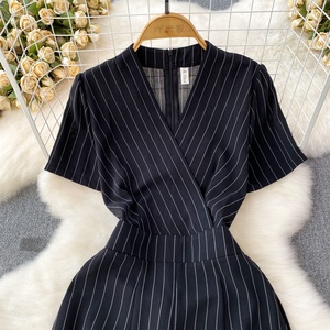 <span class=keywords><strong>Combinaison</strong></span> Décontractée d'Été à Col en V, Taille Haute, Rayée, <span class=keywords><strong>Longue</strong></span> pour <span class=keywords><strong>Femme</strong></span> - Product Image 2