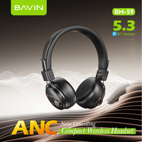 BAVIN BH59 HiFi Sound ANC, Headset aktif penghilang kebisingan versi 5.3 BT dengan kodeks AAC dan mikrofon