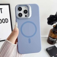 Étui magnétique pour téléphone 17 Pro Max, coque en silicone liquide avec support d'objectif, protection antichute, couleur unie mate pour 16