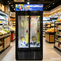 Réfrigérateur commercial personnalisé avec porte vitrée pour supermarché, vitrine réfrigérée pour boissons, congélateur vertical