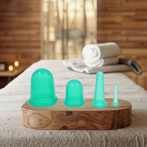 Produtos mais vendidos 2024 4Pcs Vacuum Sucção Massagem Copos com Bolsa para Massagem Miofascial Facial Cupping <span class=keywords><strong>Silicone</strong></span> Set - Product Image 1