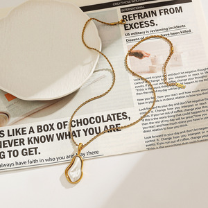 Collier en acier inoxydable avec perles baroques, plaqué or 18 carats, ovale géométrique, pour tous les jours - Product Image 3