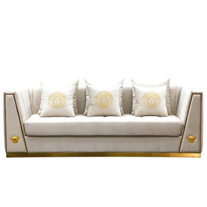 أطقم أريكة فاخرة من المخمل الأسود لغرفة المعيشة: أثاث منزلي قماش ذهبي مقاعد 3+2+1+1 أريكة مقعد الحب وكرسي بذراعين بتصميم عصري - Product Image 5