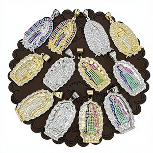 CZ9322 Nuevo Colgante <span class=keywords><strong>de</strong></span> Oro y Plata con la Virgen <span class=keywords><strong>de</strong></span> <span class=keywords><strong>Guadalupe</strong></span>, Medalla <span class=keywords><strong>de</strong></span> <span class=keywords><strong>Guadalupe</strong></span>, Collar Religioso con la Virgen María, Regalo Católico - Product Image 1