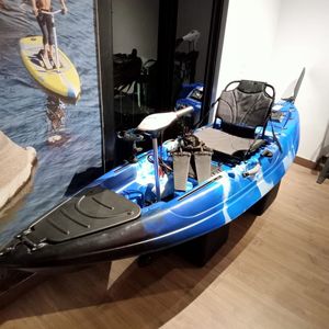 Kayak <span class=keywords><strong>solo</strong></span> à pédales de 9,3 pieds, siège <span class=keywords><strong>solo</strong></span>, kayak <span class=keywords><strong>solo</strong></span> pour 1 personne, siège sur le dessus, plastique HDPE, aileron, kayak de pêche pour océan, lac, rivières, canoë simple - Product Image 4