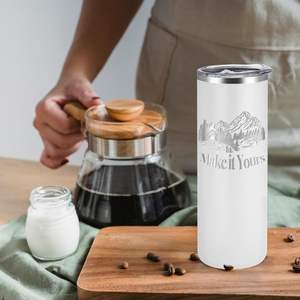 Vaso térmico delgado de acero inoxidable blanco de 20 oz personalizado con tapa y pajita, ideal para regalo DIY, grabado láser, rendimiento térmico para bebidas frías, hecho en China. - Product Image 5